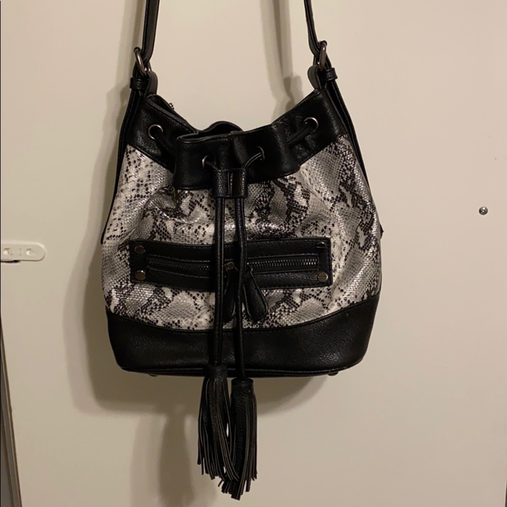 Snake skin cross body purse